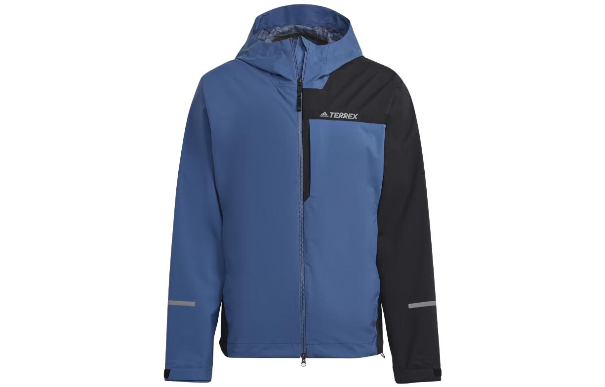 adidas Terrex Multi RAINRDY 25L Hooded Jacket Blue Colorblock Logo HF3273