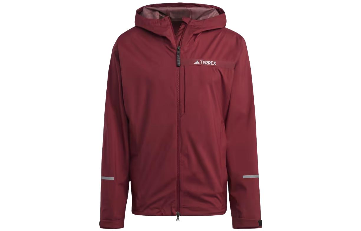 adidas Terrex Multi RainRdy 25L Hooded Rain Jacket Red Long Sleeve HZ1384