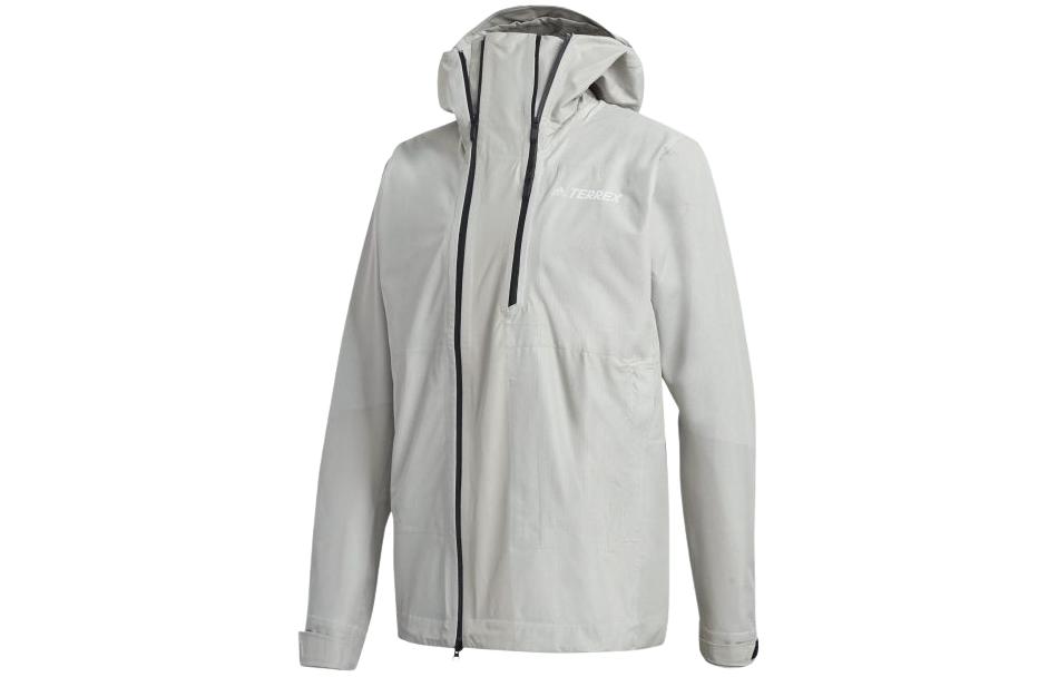 Order 阿迪达斯Terrex男款防水连帽户外外套浅灰色Primeknit夹克 FT6874