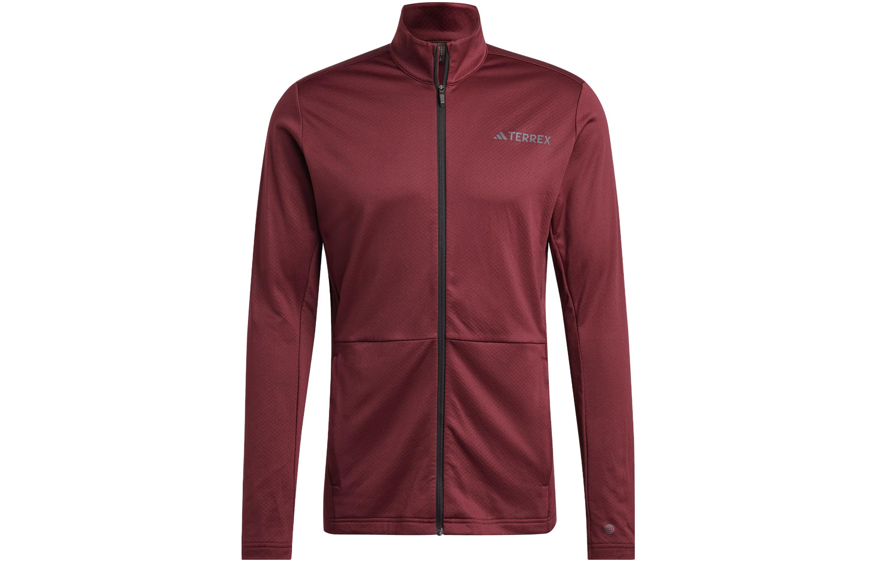 adidas Terrex Shadow Red Full-Zip Fleece Jacket Long Sleeve Outdoor Wear HN5469