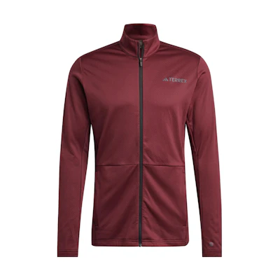 adidas Terrex Shadow Red Full-Zip Fleece Jacket Long Sleeve Outdoor Wear HN5469
