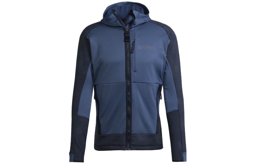 adidas Terrex Tech Fleece Hooded Hiking Jacket Navy Blue Casual Long Sleeve HH9221