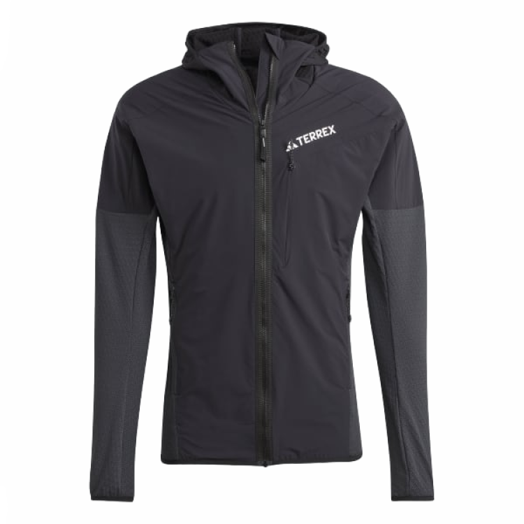 adidas TERREX TECHROCK Fitted Windproof Wool Jacket Hoodie - Black IB1860