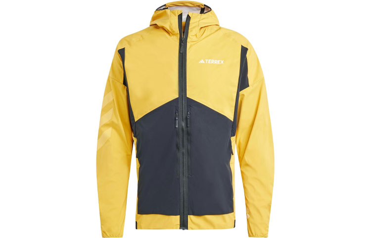 adidas Terrex Techrock Soft Shell Jacket Yellow Hoodie with Logo Print HZ4421