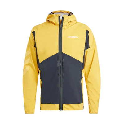 adidas Terrex Techrock Soft Shell Jacket Yellow Hoodie with Logo Print HZ4421