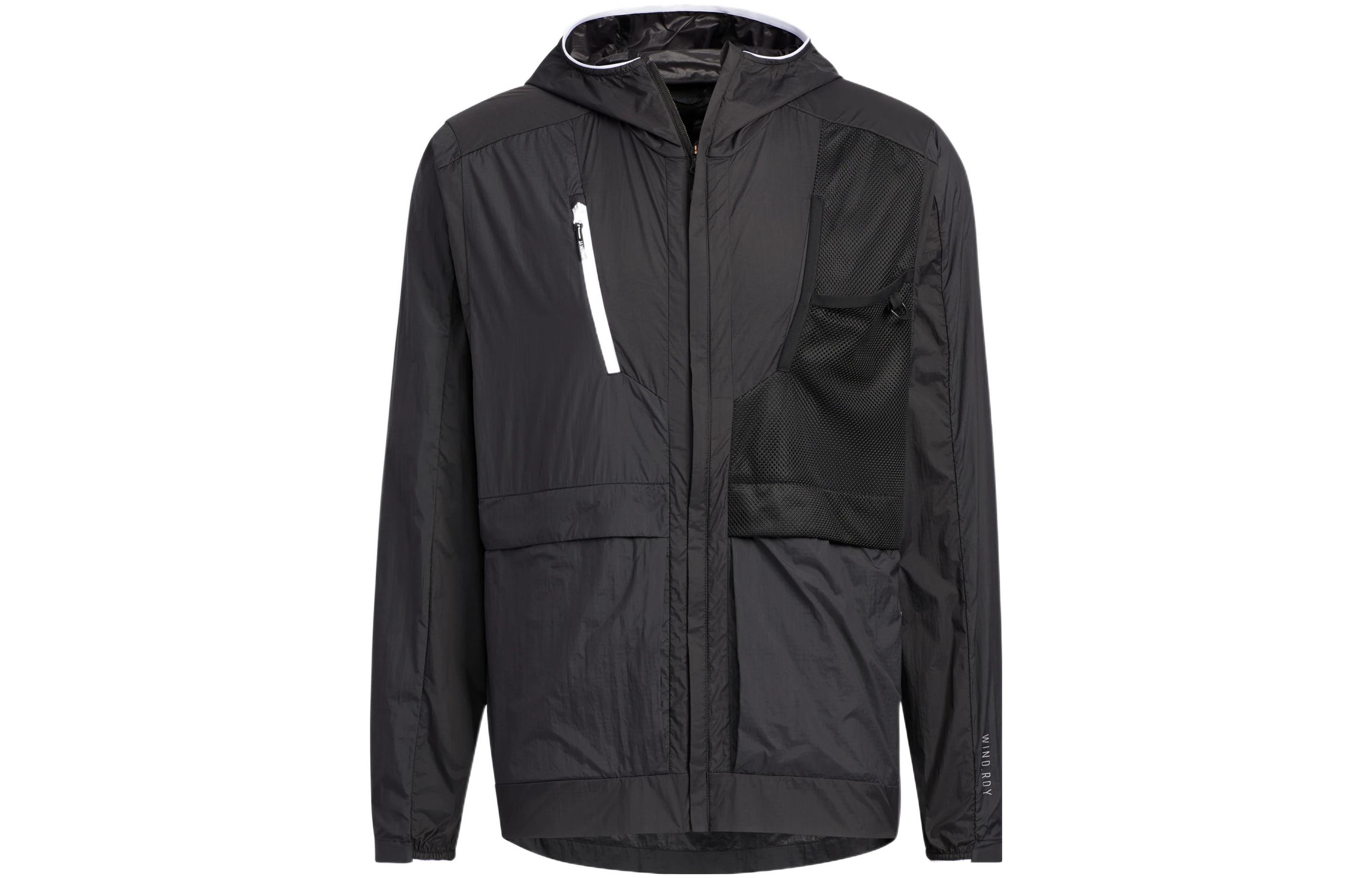 adidas Terrex U Voyg Light WB Solid Black Zip Hoodie Jacket Unisex HE5182