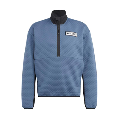 adidas Terrex Utilitas 1/2-Zip Fleece Jacket Blue Outdoor Logo Print Jacket HN5269