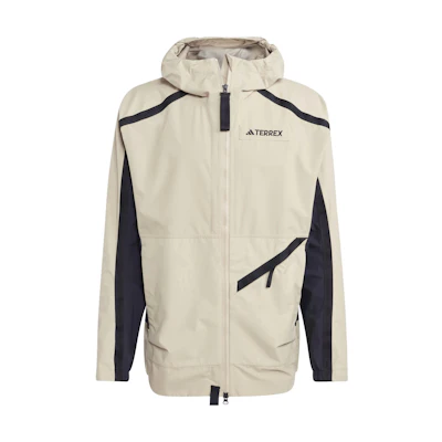 adidas Terrex Utilitas RAINRDY Hooded Rain Jacket Khaki Colorblock Logo HN2930