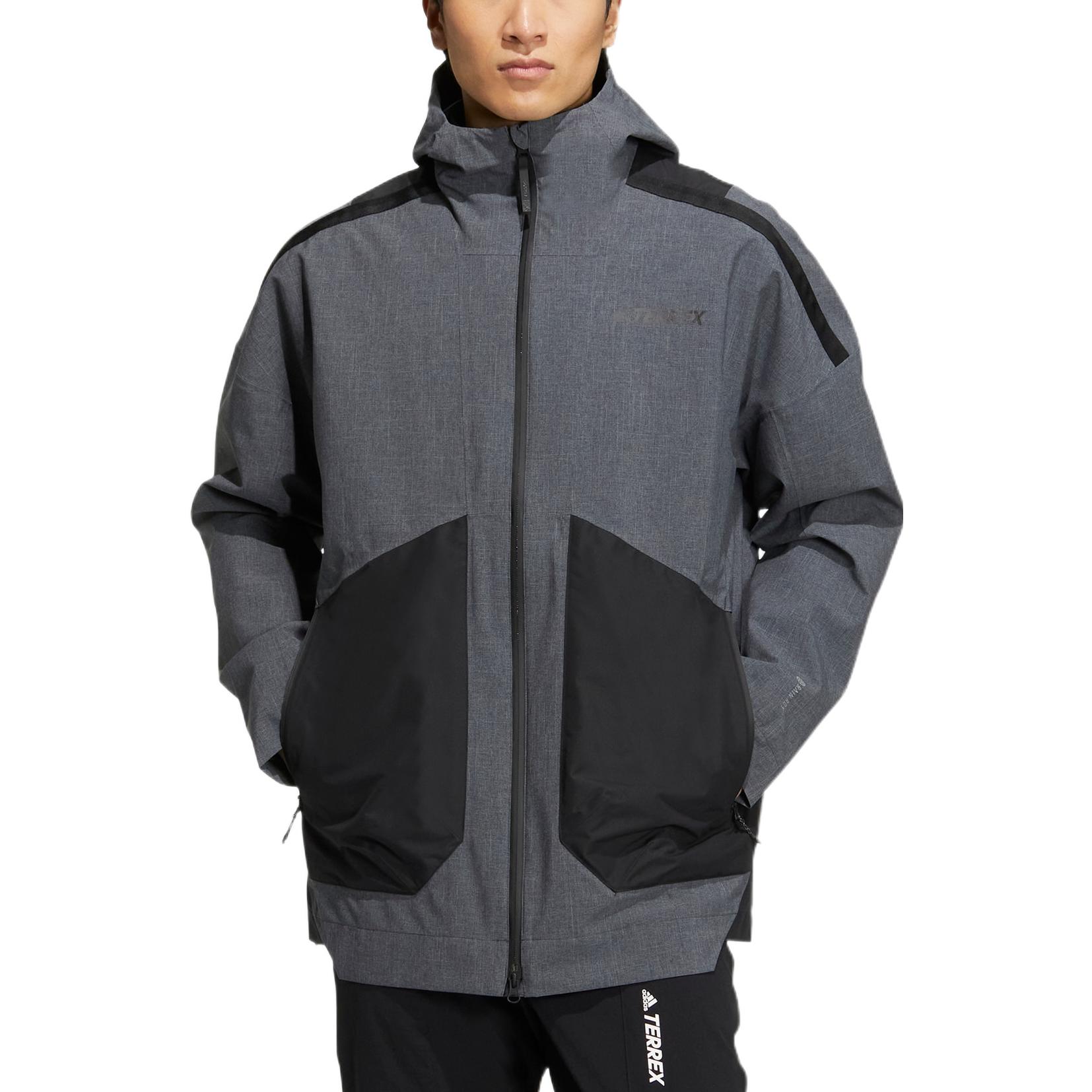 adidas Terrex Voyg 3in1 Waterproof Logo Hoodie Jacket Unisex - Grey HN2026 圖 3