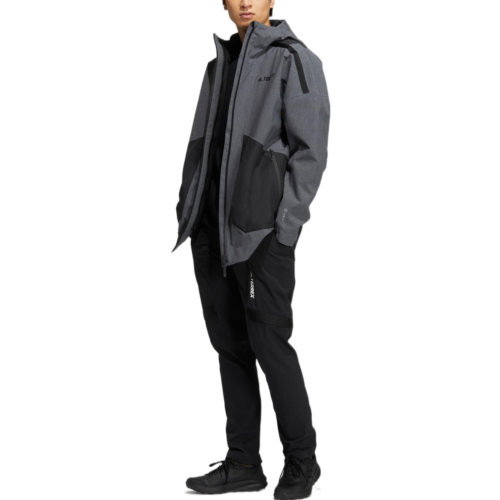 adidas Terrex Voyg 3in1 Waterproof Logo Hoodie Jacket Unisex - Grey HN2026 圖 5