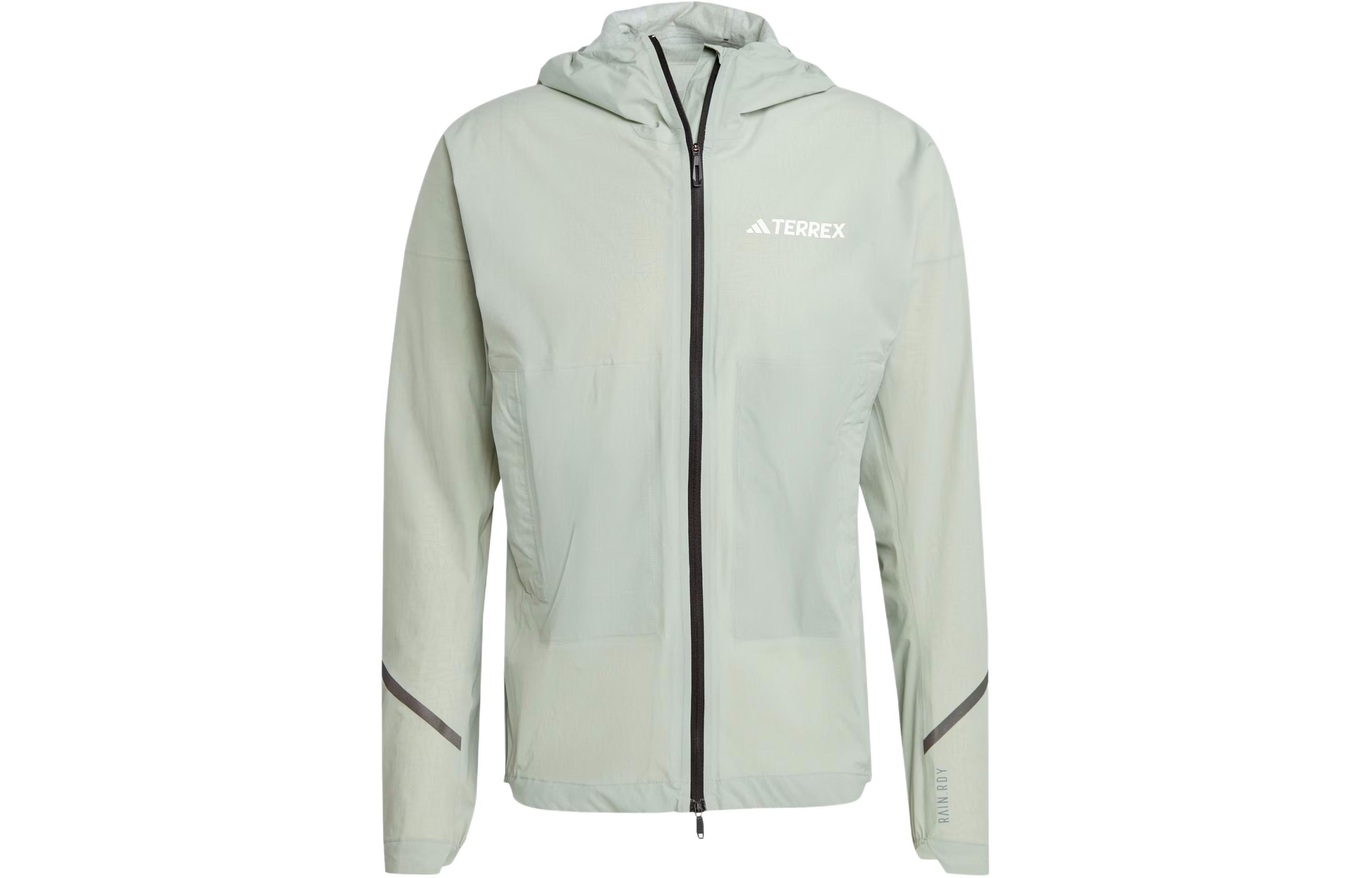 adidas Terrex Xperior 25L Light RainRDY Hooded Jacket Silver Green Mens IK5678