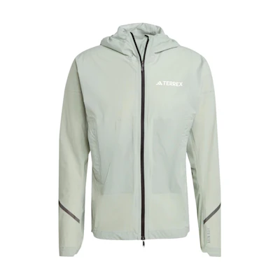 adidas Terrex Xperior 25L Light RainRDY Hooded Jacket Silver Green Mens IK5678