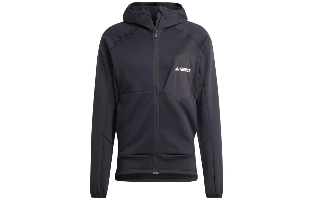 adidas Terrex Xperior Fleece Hooded Jacket Black Long-Sleeve Casual Outerwear IB1847