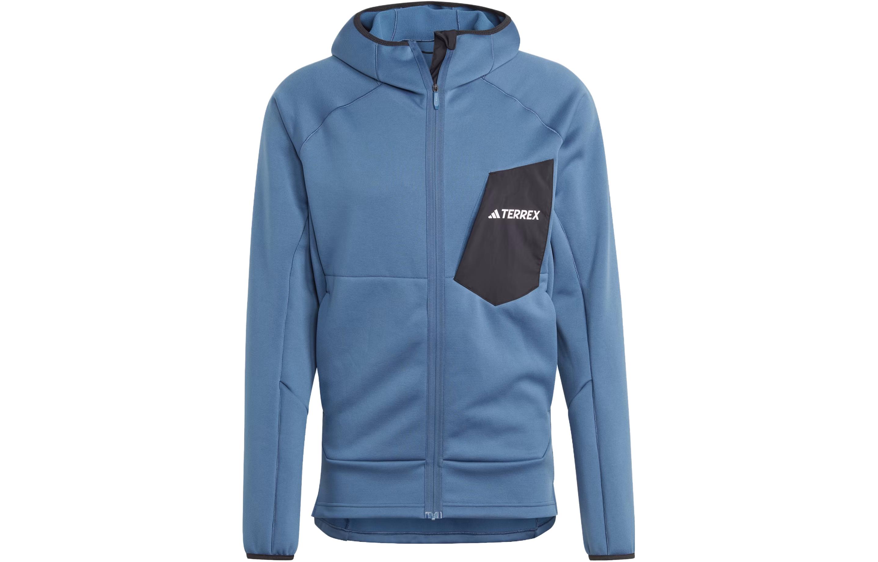 adidas Terrex Xperior Fleece Hooded Jacket Blue Colorblock Logo Design IP4143