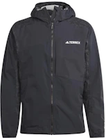 adidas Terrex Xperior Hybrid Rain Jacket Black Water-Resistant Logo Outerwear HN2912 adidas Terrex Xperior Hybrid Rain Jacket Black Water-Resistant Logo Outerwear HN2912