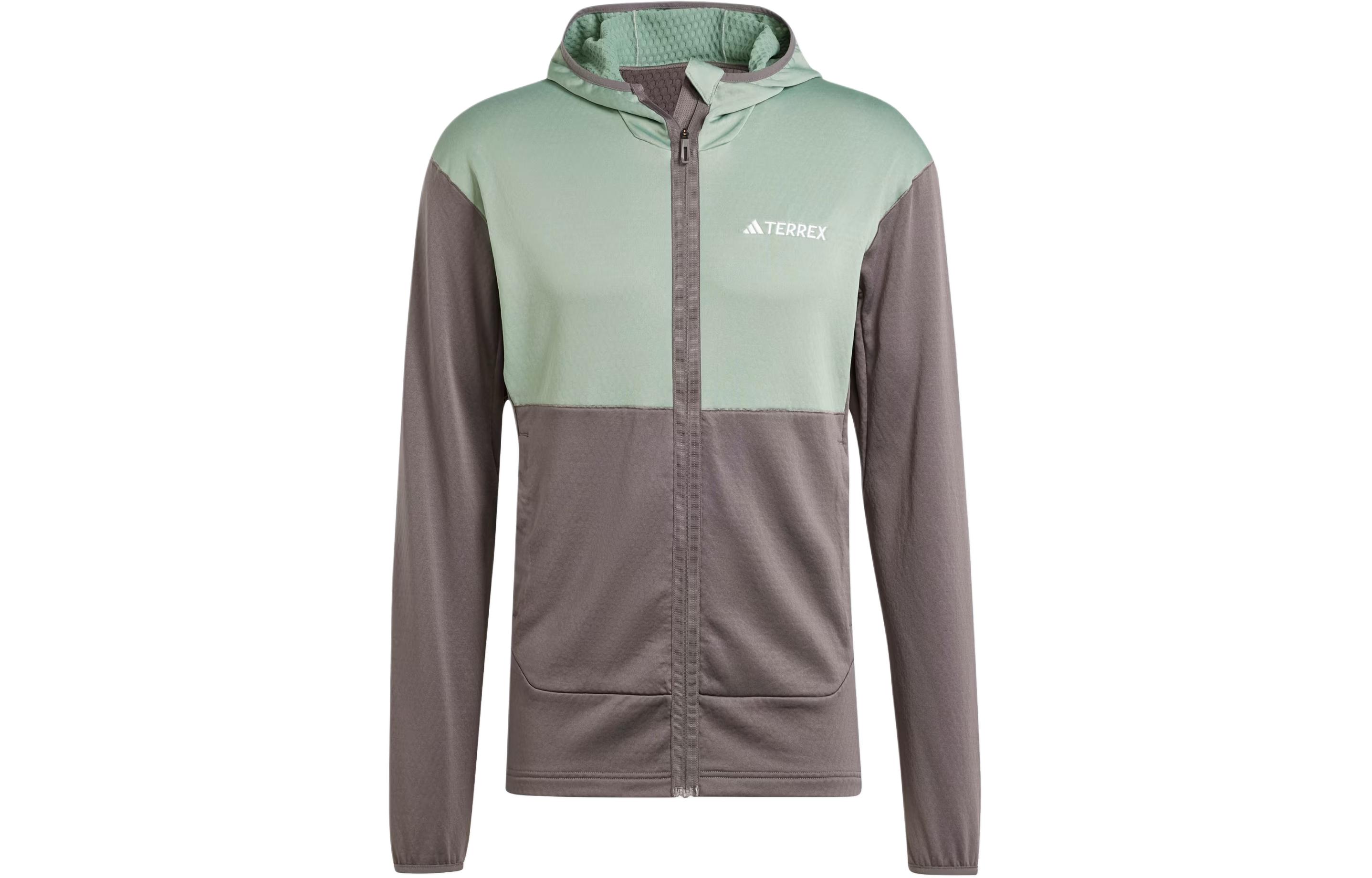 adidas Terrex Xperior Light Fleece Hooded Jacket Charcoal Gray Full-Zip IK7925