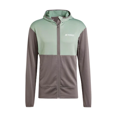 adidas Terrex Xperior Light Fleece Hooded Jacket Charcoal Gray Full-Zip IK7925