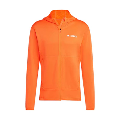 adidas TERREX Xperior Light Fleece Hooded Jacket Orange Casual Outerwear IQ3720