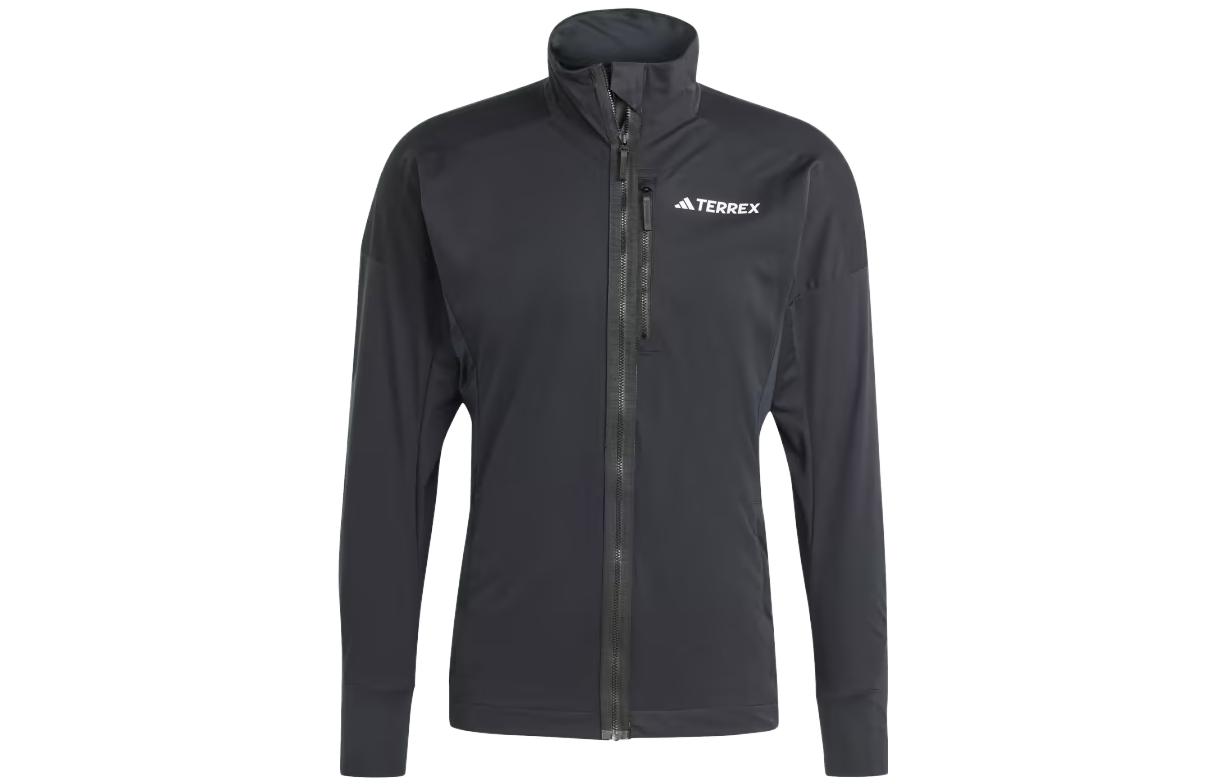 adidas Terrex Xperior Soft Shell Ski Jacket Black Standing Collar Style HZ4416