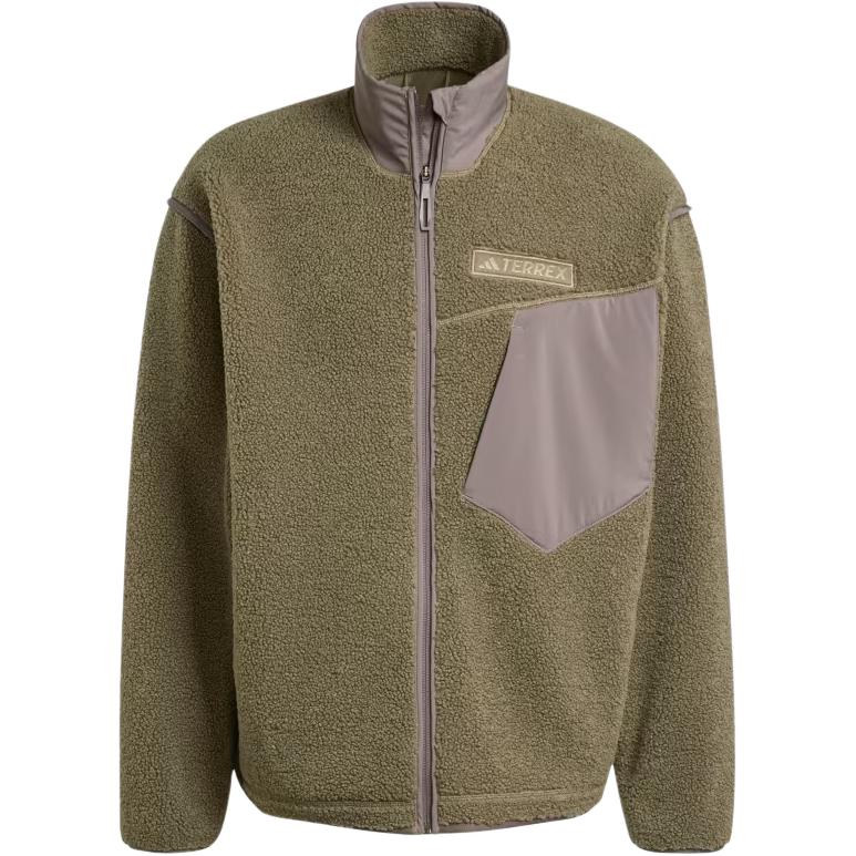 adidas Terrex Xploric High Pile Fleece Jacket Olive Vintage Sport Zip-Up IY2401