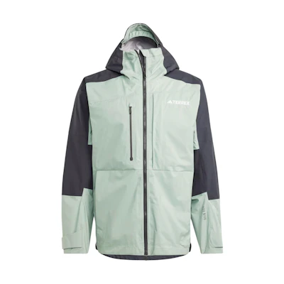 adidas Terrex Xploric RainRdy Logo Hooded Hiking Jacket Silver Green Mens IP1415