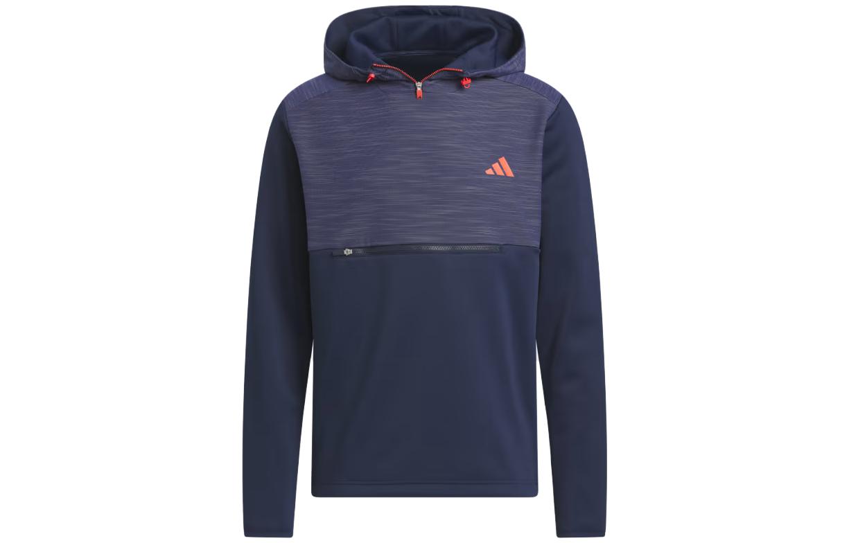 adidas Textured Logo Colorblock Hoodie Navy Blue HZ3211