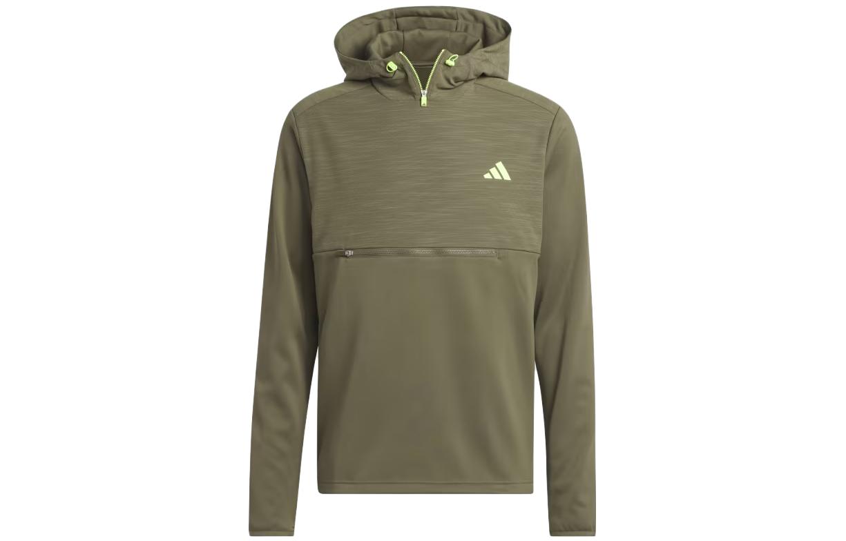 adidas Textured Olive Green Logo Panel Parka Sweatshirt IB1989