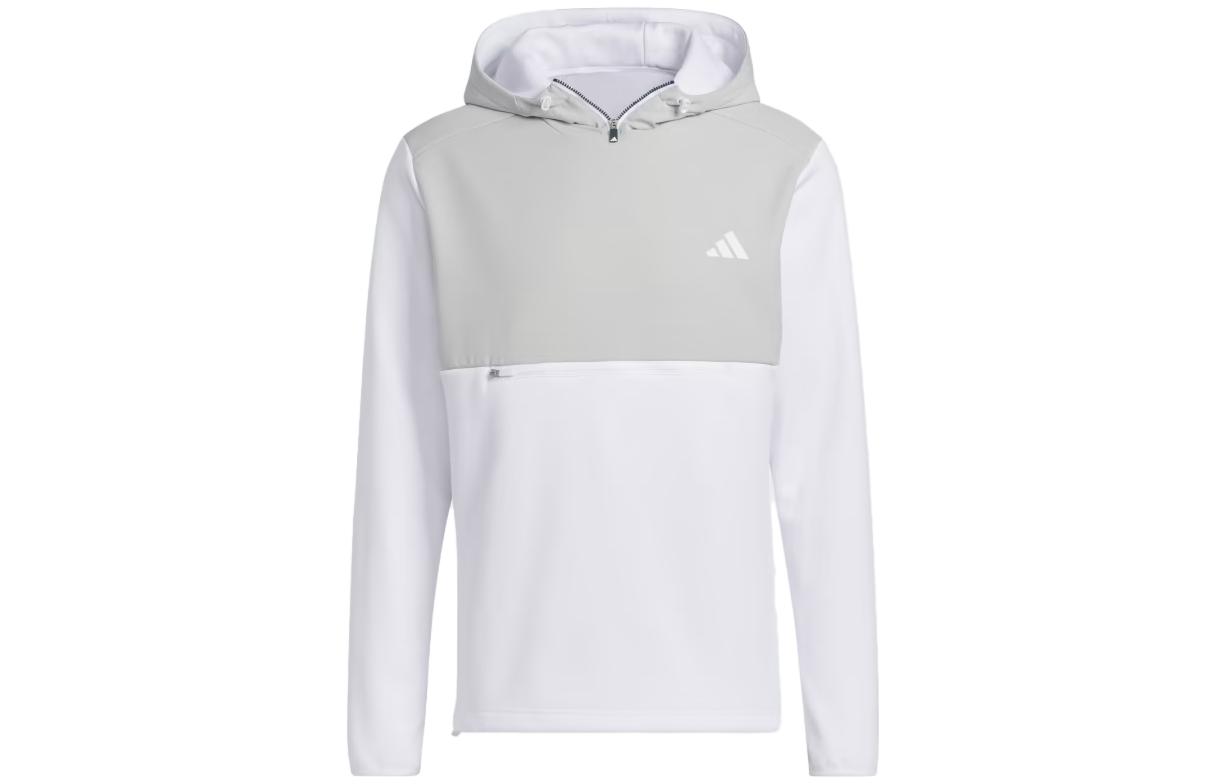 adidas Textured Parka Logo Retro Hoodie White Long Sleeve HZ3210
