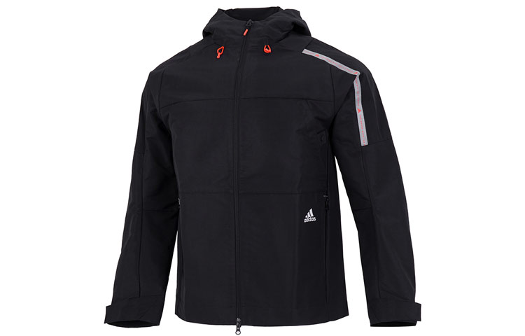 adidas TH Commmtek Solid Color Sports Hoodie Jacket - Black HR4438