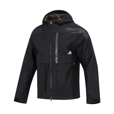 adidas TH DNM WVJK Logo Printed Black Hoodie Jacket HE9904