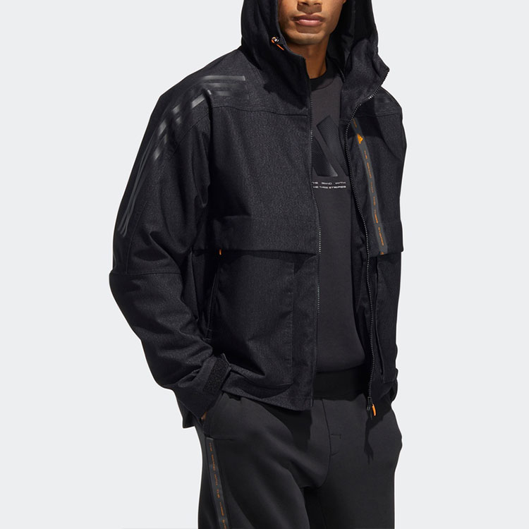 adidas TH DNM WVJK Logo Printed Black Hoodie Jacket HE9904 圖 6