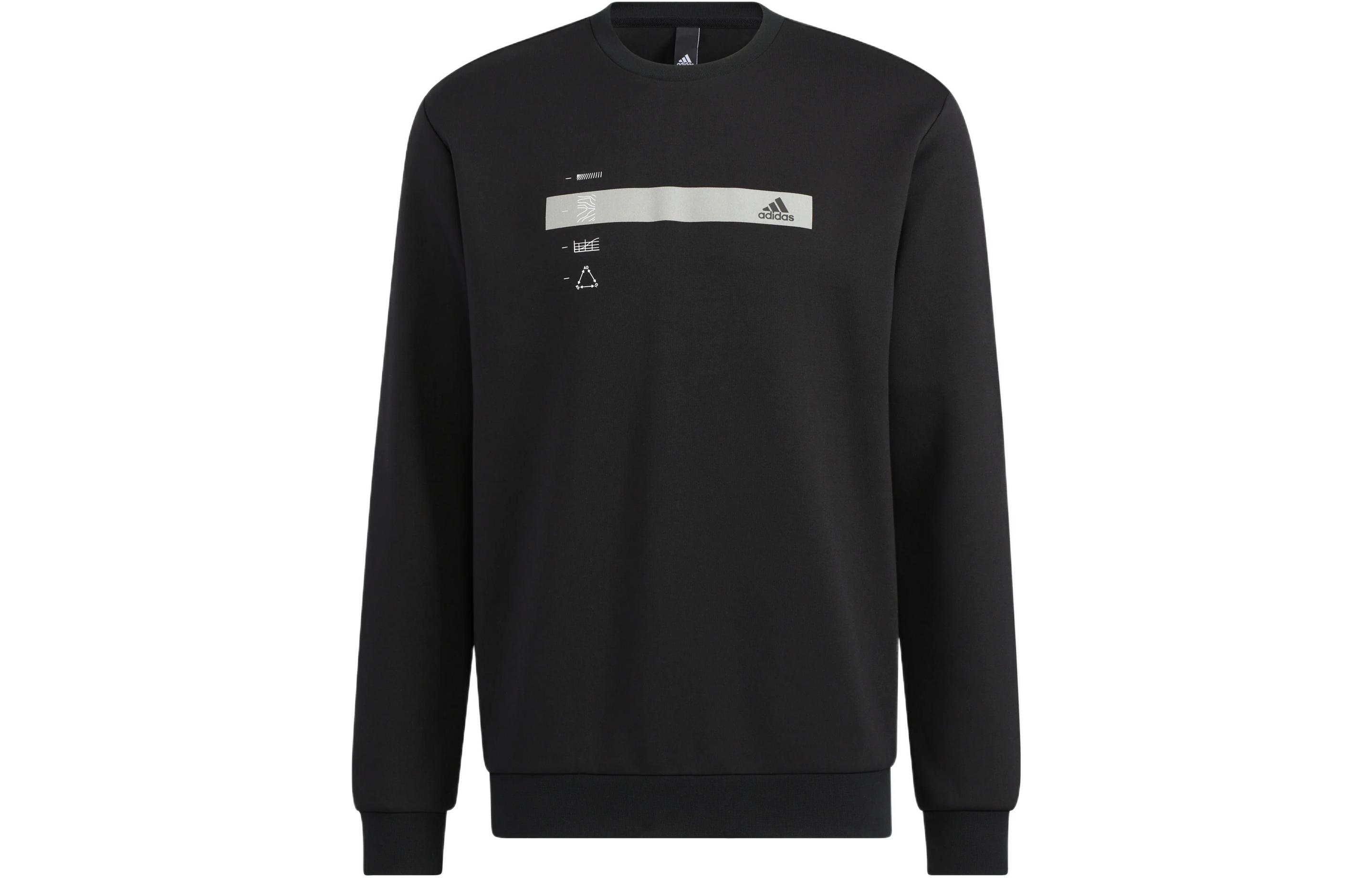 adidas TH GFX Crew Logo Print Pullover Sweatshirt Black HN9019