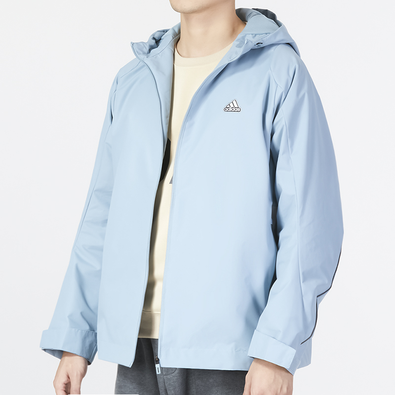 Details for adidas TH MH WV JKT Solid Color Logo Print Casual Hooded Jacket HY5833