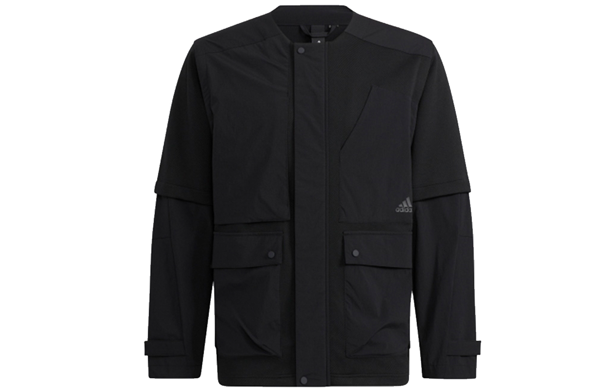 adidas Th Mimo Mix Logo Button-Up Jacket Black Casual Sportswear H40219