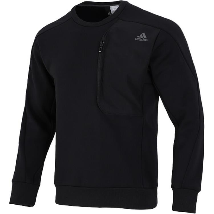 adidas TH Top DK Sweat Zip Pocket Loose Fit Pullover Sweatshirt Black Men H39295