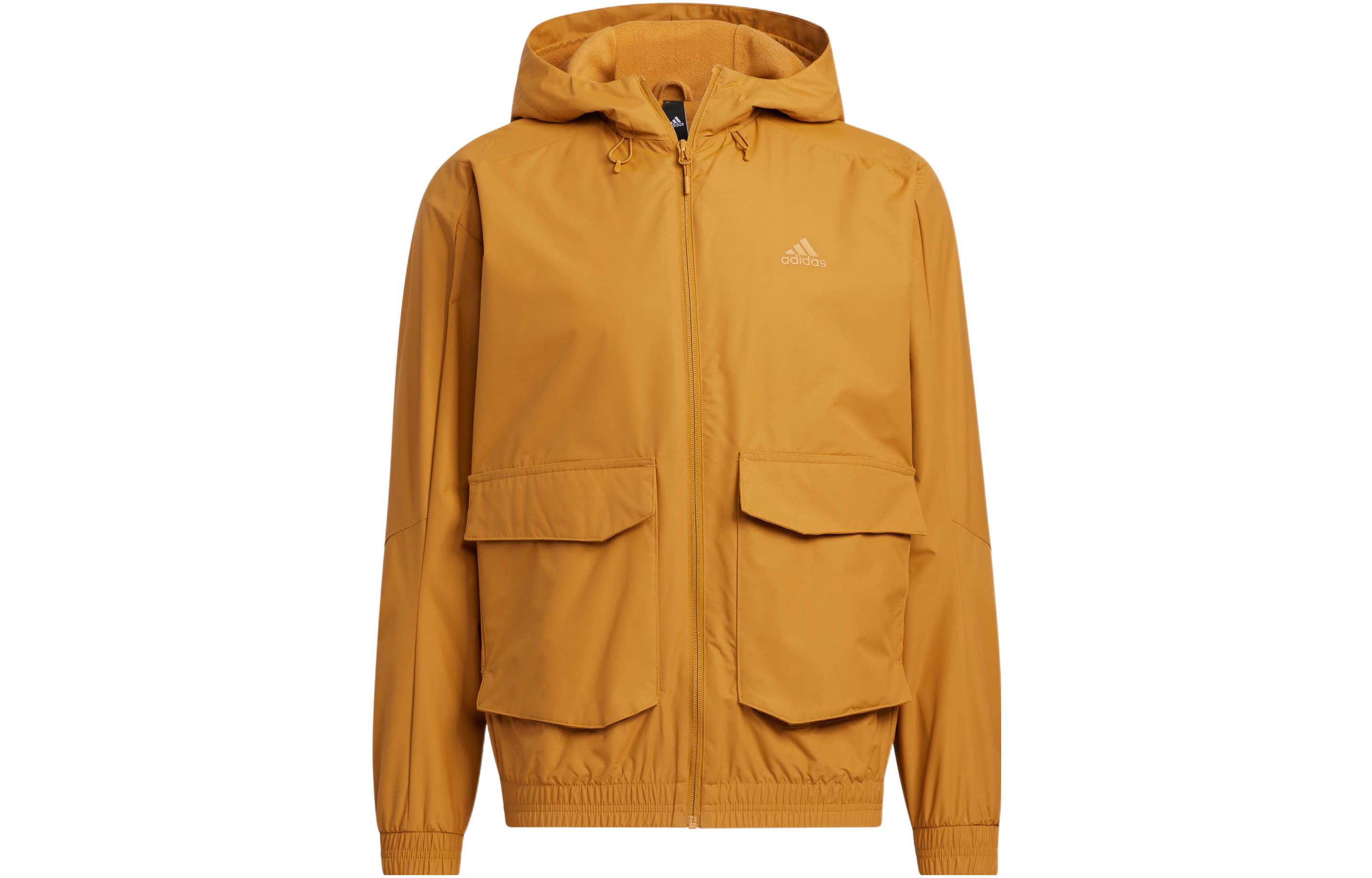 adidas TH Utili WV Jacket Brown Full-Zip Hoodie with Logo Print HN9034
