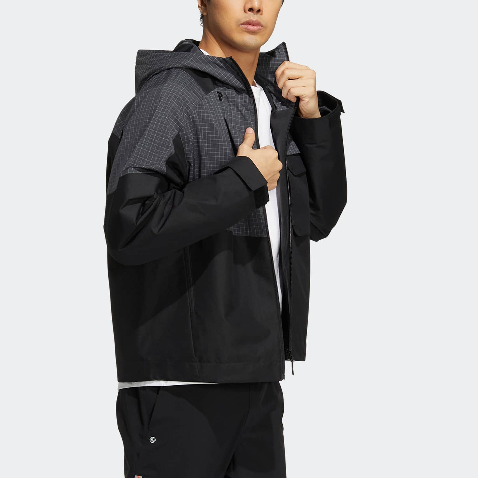 Purchase adidas TH VIS WVJKT Black Checkered Logo Pocket Zip Hoodie Jacket Mens HN9041