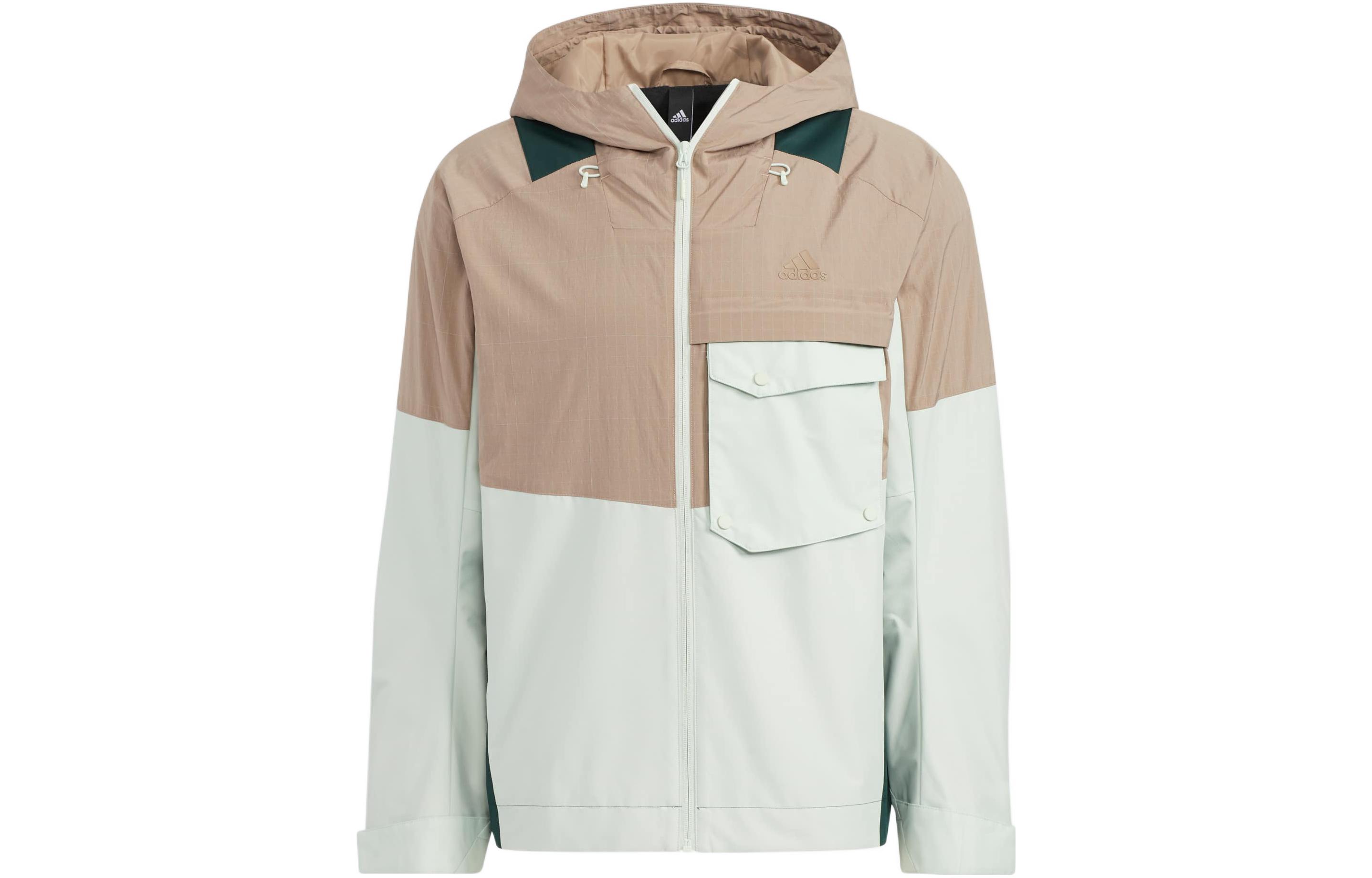 adidas TH VIS WVJKT Embroidered Logo Zip Hoodie Jacket - Pink Brown HN9044