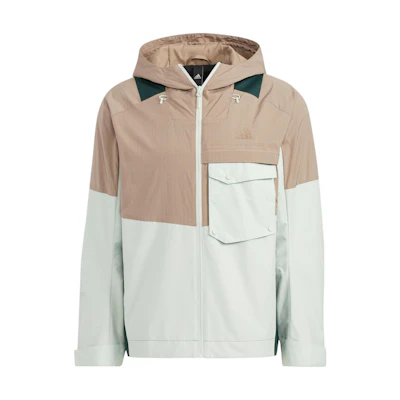 adidas TH VIS WVJKT Embroidered Logo Zip Hoodie Jacket - Pink Brown HN9044