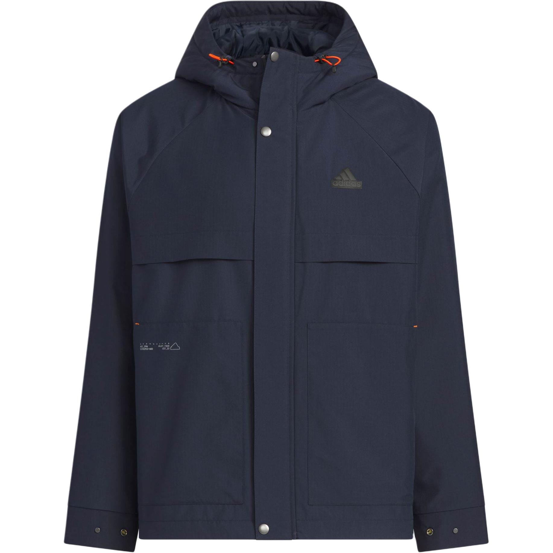 adidas TH Warm Hooded Jacket Casual Coat in Legend Ink Blue JI8681
