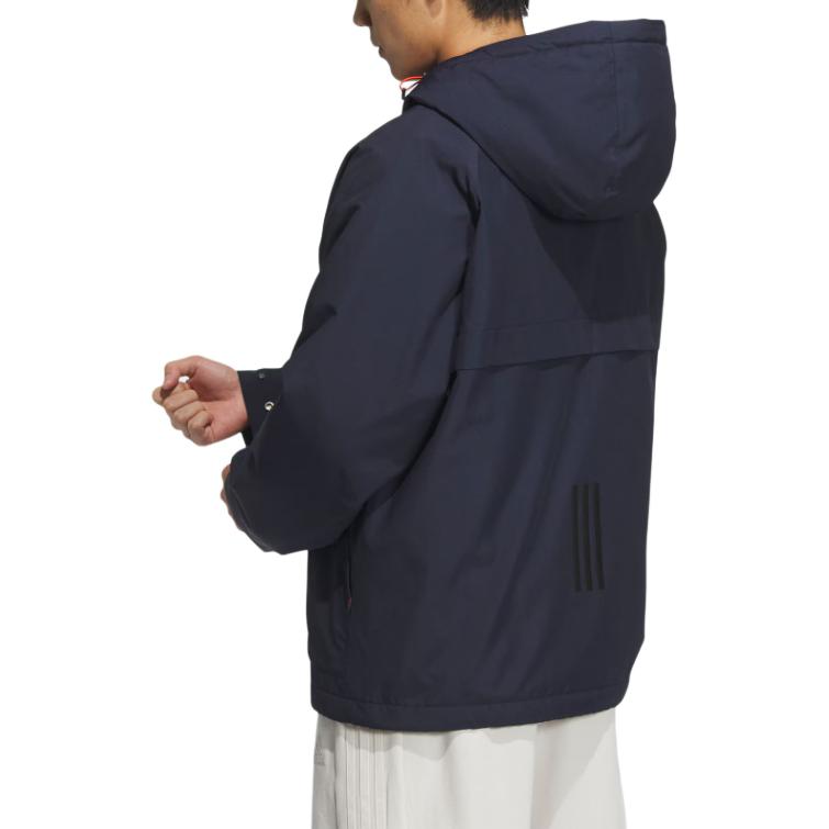 Shop adidas TH Warm Hooded Jacket Casual Coat in Legend Ink Blue JI8681