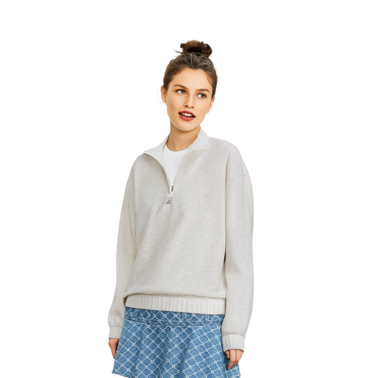 Shop アディダス 2024 コレクション チャプター02 ロゴ ハーフジップ スウェット クリーム ユニセックス IW1625