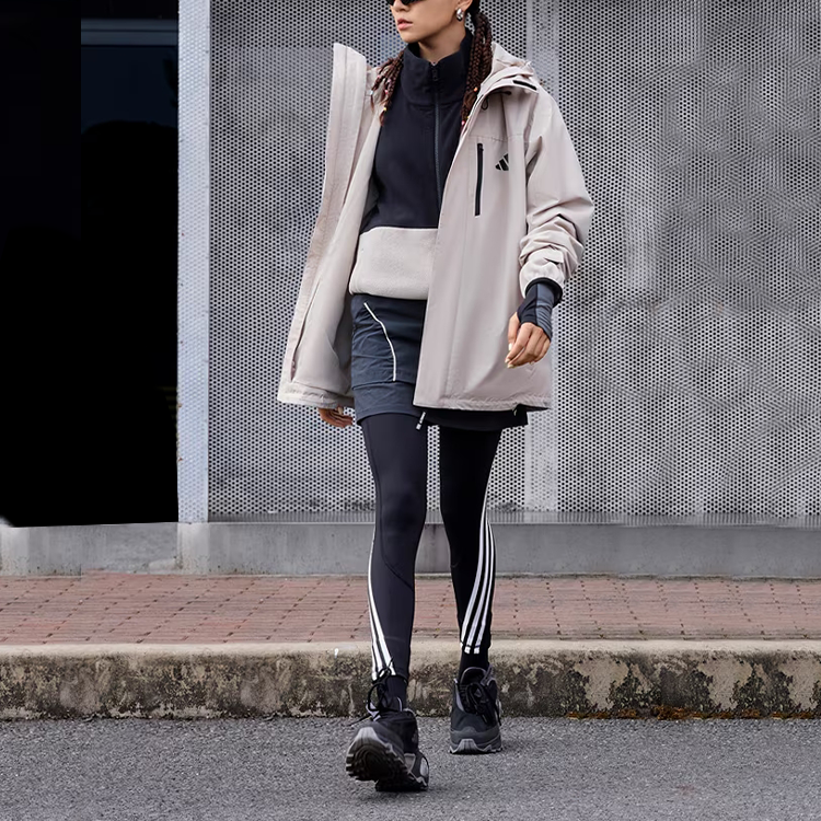 adidas Three-In-One Fleece Jacket Beige Unisex Casual Hoodie Jacket JM9141 圖 4