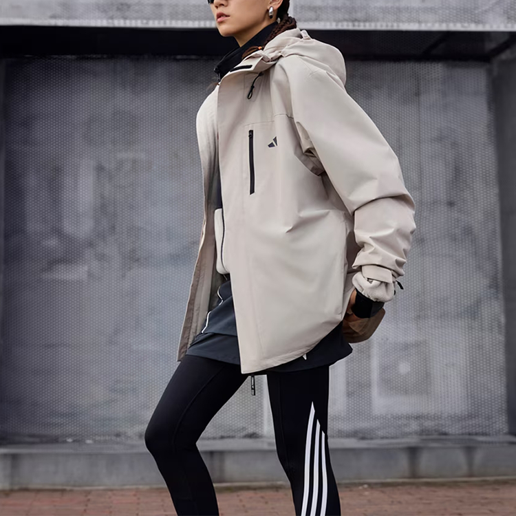 adidas Three-In-One Fleece Jacket Beige Unisex Casual Hoodie Jacket JM9141 圖 7