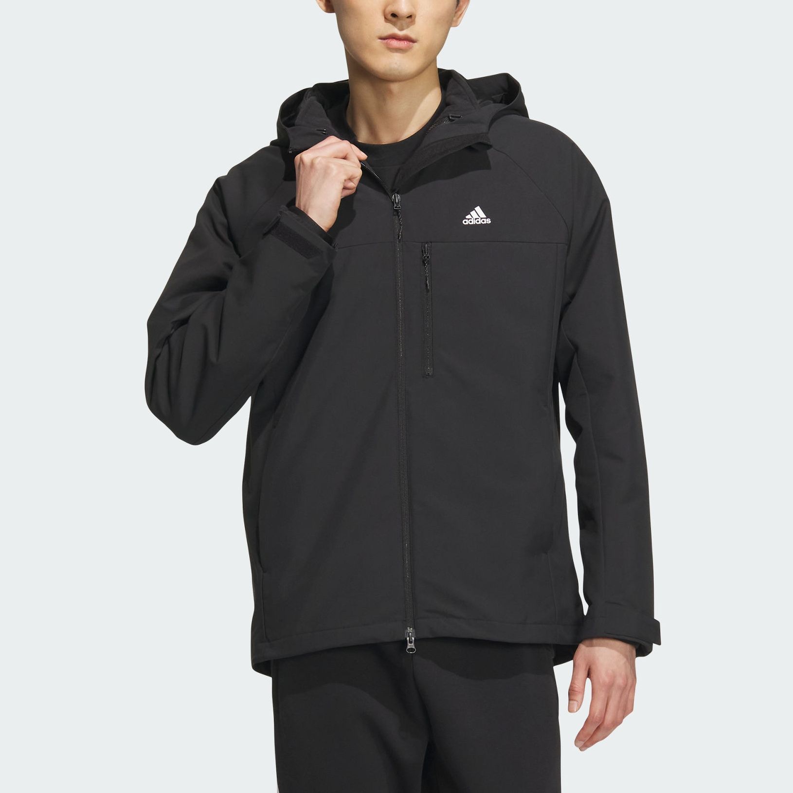 Shop アディダス THREE-IN-ONE ロゴプリント トリプルレイヤーフーディ スポーツジャケット IV7594