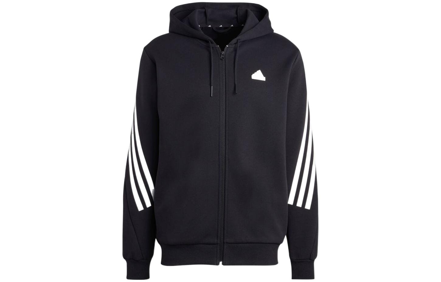 adidas Three-Stripe Logo Colorblock Zip-Up Sweatshirt Black IC6712