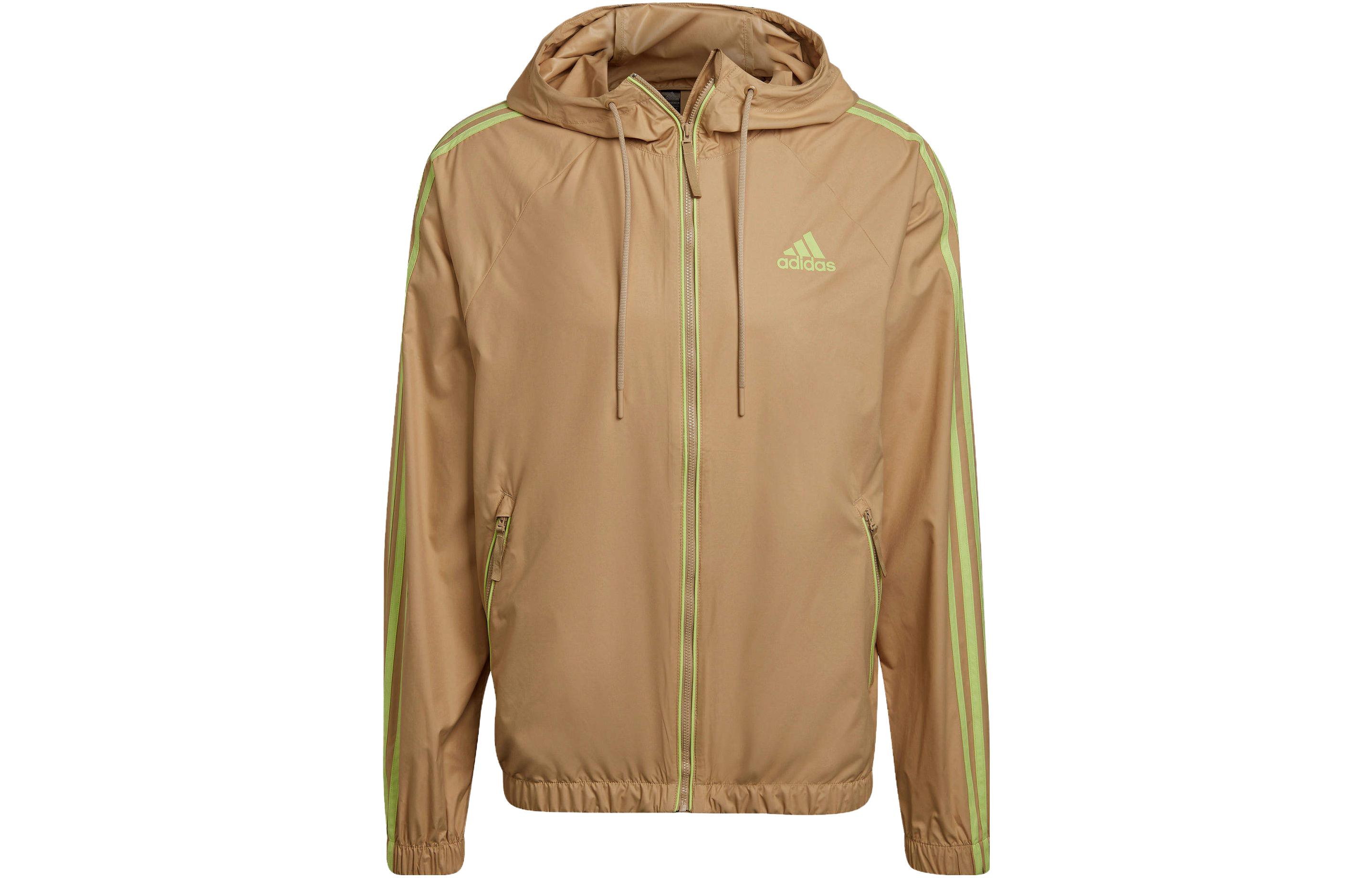 adidas Three-Stripes Colorblock Hoodie Jacket Khaki H65775