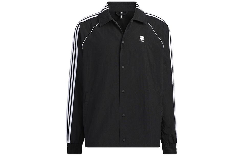 adidas Three-Stripes Retro Track Jacket Black Long Sleeve Mock Neck IA6788