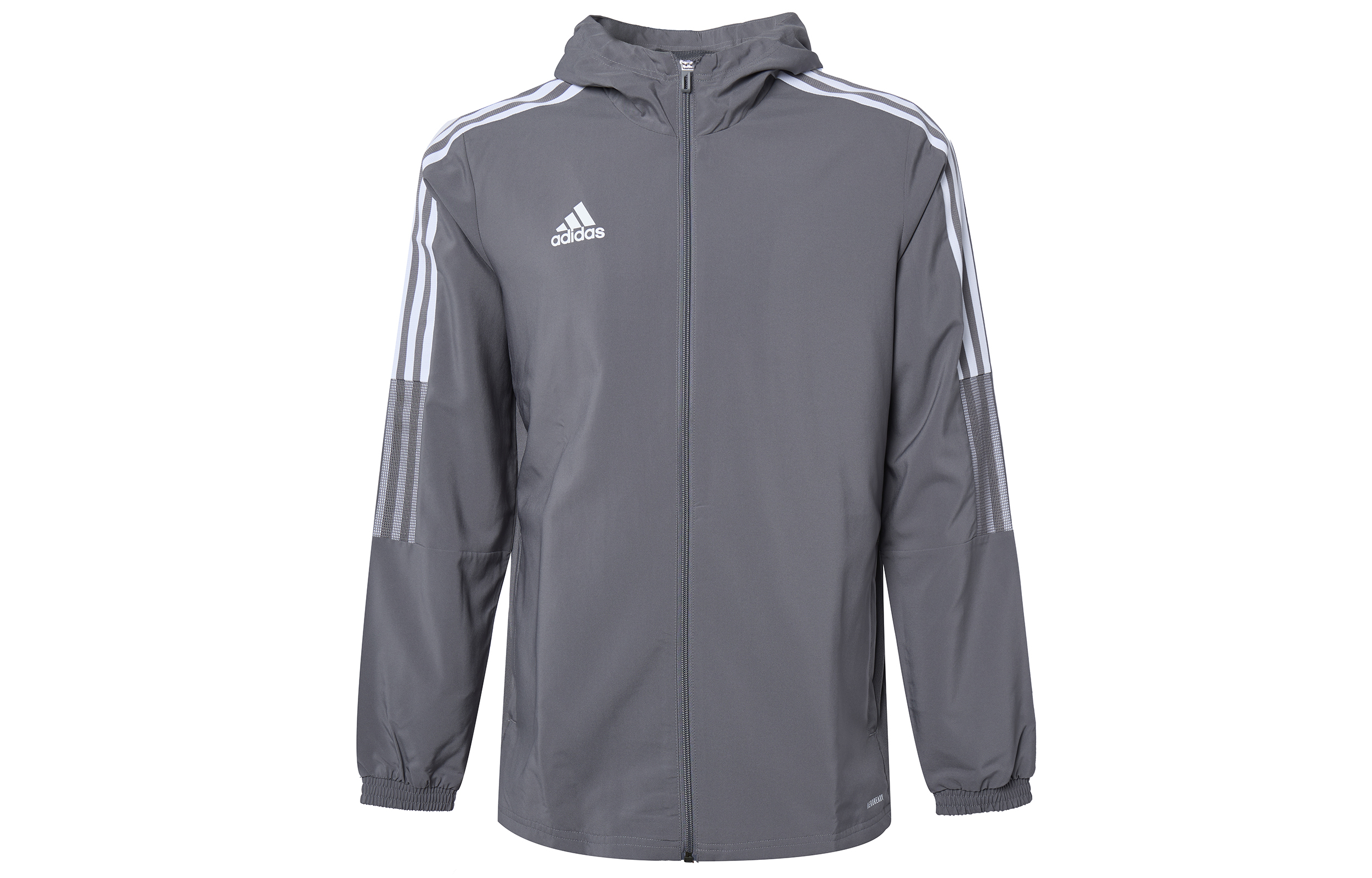 adidas Tiro 21 Side Stripe Logo Print Hooded Jacket Gray Men’s GP4964