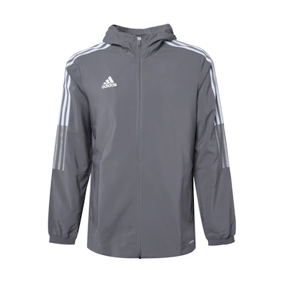 adidas Tiro 21 Side Stripe Logo Print Hooded Jacket Gray Men’s GP4964